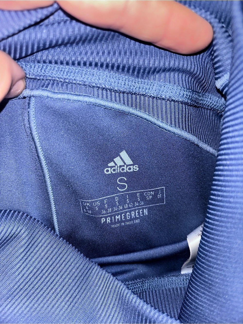 adidas High Rise Ribbed Panel Leggings Blue Small - Picture 2 of 2